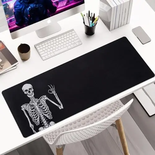 ALOANES Waterproof Mouse Pad with Durable Stitched Edge, Gaming Keyboard, Non-Slip Rubber Base, Extended Desk pad for Gamer, Office& Home, Left Skeleton Mousepad 3XL(35.43