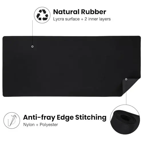 ALOANES Large Gaming Mouse Pad with Non-Slip Rubber Base,Stitched Edge,Desk mat for Laptop,Computer & PC, Wristing Pad for Gamer, Office& Home, Classic Black Large(27.6