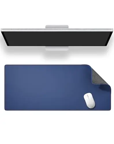 ALOANES Dark Blue Waterproof Desk Mat, Large Mouse Pad with Extended Mouse Mat, with Anti Slip Base, Stitched Edge, Grain Jacquard Surface, Perfect for Gamer, Office& Home XL (31.50