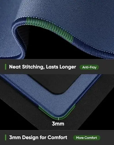 ALOANES Dark Blue Waterproof Desk Mat, Large Mouse Pad with Extended Mouse Mat, with Anti Slip Base, Stitched Edge, Grain Jacquard Surface, Perfect for Gamer, Office& Home XL (31.50
