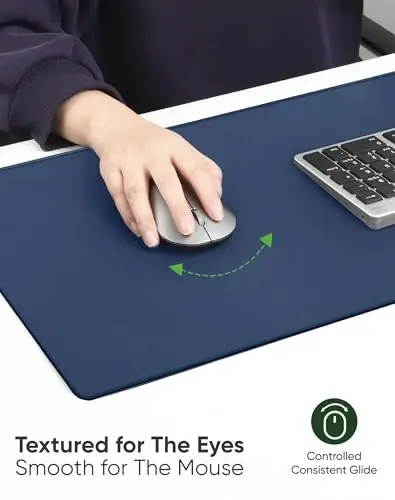 ALOANES Dark Blue Waterproof Desk Mat, Large Mouse Pad with Extended Mouse Mat, with Anti Slip Base, Stitched Edge, Grain Jacquard Surface, Perfect for Gamer Office & Home, 3XL(35.43