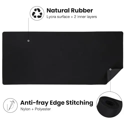 ALOANES Large Gaming Mouse Pad bilan Sirpanmaydigan Rezina Asos, Tikilgan Qirra, Noutbuk, Kompyuter va Kompyuter uchun Stol, Gamer, Ofis va Uy uchun Bilak Pad, Klassik Qora XL 27.6''x 11.8''x 0.12'' - 3