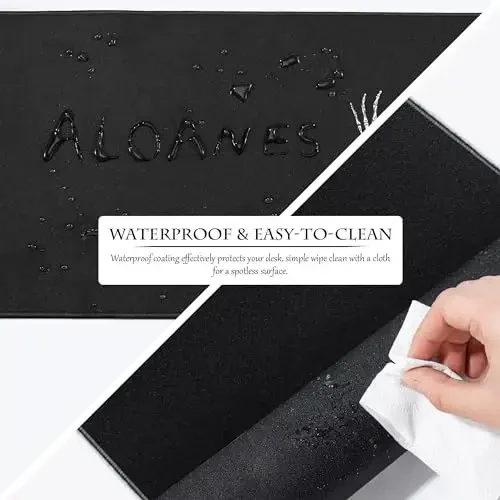 ALOANES Large Gaming Mouse Pad, sirpanmaydigan kauchuk taglik, tikilgan qirra, noutbuk, kompyuter va shaxsiy kompyuter uchun stol, o'yinchi, ofis va uy uchun bilak yostig'i, 35,4''x 15,7''x 0,12'', qora - 2