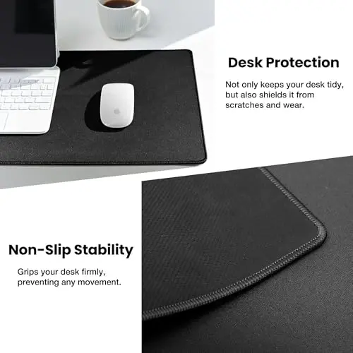 ALOANES Large Gaming Mouse Pad with Non-Slip Rubber Base, Stitched Edge, Desk mat for Laptop, Computer & PC, Wristing Pad for Gamer, Office & Home, Classic Black XL 11.81''x31.50''x0.12'' - 4