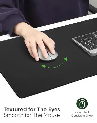ALOANES Non-Slip Extended Mouse Pad Office&Home Desk Mat Stitched Edge | Black Large Cloth Fabric Mousepad for Keyboard, Computer Gaming XL 31.5