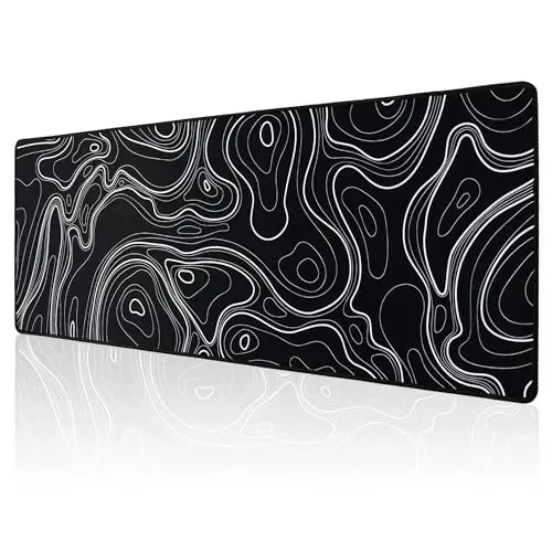 ALOANES Waterproof Mouse Pad with Durable Stitched Edge, Gaming Keyboard, Non-Slip Rubber Base, Extended Desk pad for Gamer, Office& Home, Black Topographic Map Mousepad 3XL(35.43