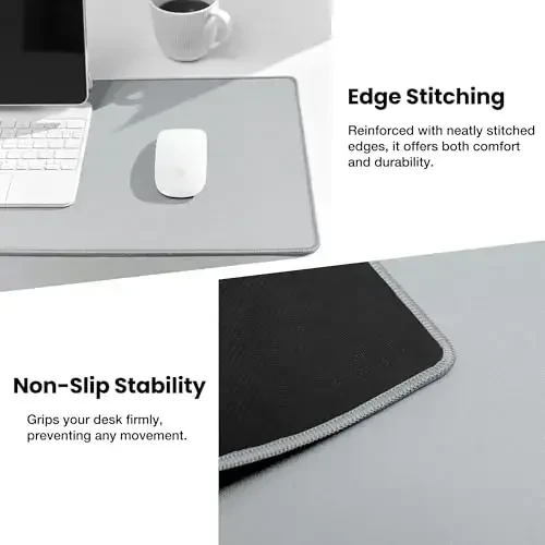 ALOANES Waterproof Mouse Pad with Durable Stitched Edge, Large Gaming Keyboard Pad, Non-Slip Rubber Base Mouse Mat, Extended Desk pad for Gamer, Office & Home, Gray Mousepad 31.5''x 15.7''x 0.12'' - 4