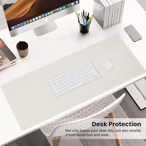 ALOANES Waterproof Mouse Pad with Durable Stitched Edge, XL Gaming Keyboard Pad, Non-Slip Rubber Base Mouse Mat, Extended Desk pad for Gamer, Office & Home, Beige Mousepad 27.6''x 11.8''x 0.12'' - 5
