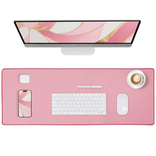ALOANES Waterproof Mouse Pad with Durable Stitched Edge, XL Gaming Keyboard Pad, Non-Slip Rubber Base Mouse Mat, Extended Desk pad for Gamer, Office & Home, Dark Rose Mousepad 31.5''x 11.8''x 0.12'' - 1
