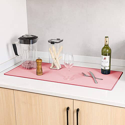 ALOANES Waterproof Mouse Pad with Durable Stitched Edge, XL Gaming Keyboard Pad, Non-Slip Rubber Base Mouse Mat, Extended Desk pad for Gamer, Office & Home, Dark Rose Mousepad 31.5''x 11.8''x 0.12'' - 7