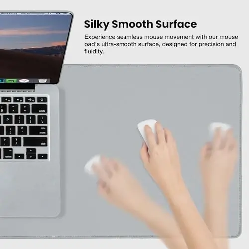ALOANES Waterproof Mouse Pad with Durable Stitched Edge, Gaming Keyboard, Non-Slip Rubber Base Mouse Mat, Extended Desk pad for Gamer, Office& Home, Gray Mousepad Large(27.6