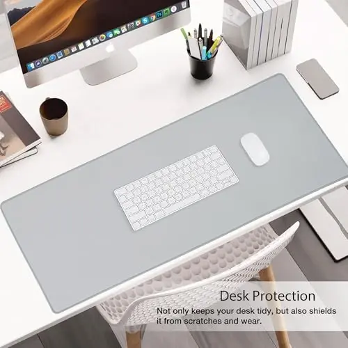 ALOANES Waterproof Mouse Pad with Durable Stitched Edge, Gaming Keyboard, Non-Slip Rubber Base Mouse Mat, Extended Desk pad for Gamer, Office& Home, Gray Mousepad Large(27.6