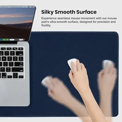 ALOANES Non-Slip Extended Mouse Pad Office&Home Desk Mat Stitched Edge | Dark Blue Waterproof Fabric Mousepad for Keyboard, Computer Game 27.6