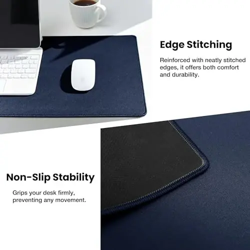 ALOANES Non-Slip Extended Mouse Pad Office&Home Desk Mat Stitched Edge | Dark Blue Waterproof Fabric Mousepad for Keyboard, Computer Game 27.6