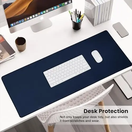 ALOANES Non-Slip Extended Mouse Pad Office&Home Desk Mat Stitched Edge | Dark Blue Waterproof Fabric Mousepad for Keyboard, Computer Game 27.6
