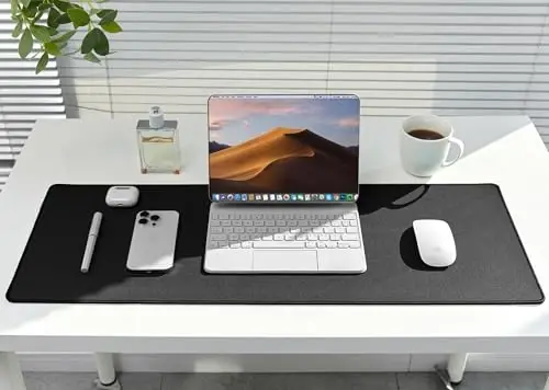 ALOANES 2PCS Waterproof Mouse Pad with Durable Stitched Edge, Large Gaming Keyboard Pad, Non-Slip Rubber Base Mouse Mat, Desk pad for Gamer, Office & Home, Black Mousepad 31.5''x 11.8''x 0.12'' - 5