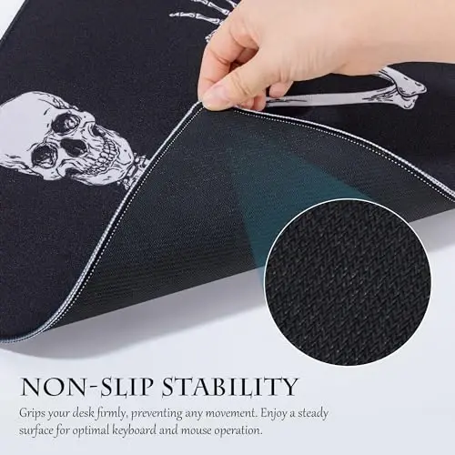 ALOANES Waterproof Mouse Pad with Durable Stitched Edge, Gaming Keyboard, Non-Slip Rubber Base, Extended Desk pad for Gamer, Office& Home, Right Skeleton Mousepad XL(31.50