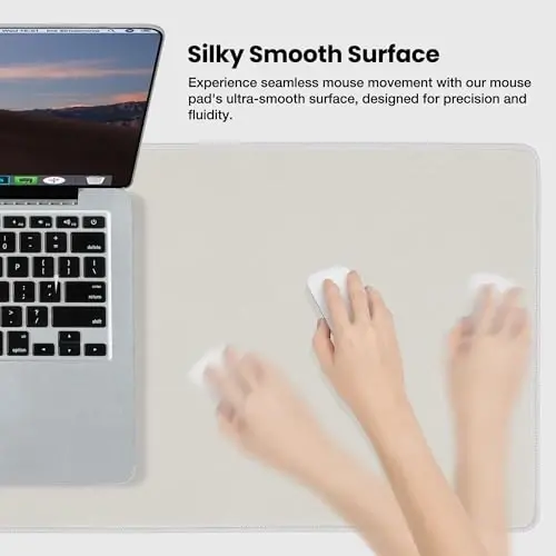 ALOANES Waterproof Mouse Pad with Durable Stitched Edge, XXXL Gaming Keyboard Pad, Non-Slip Rubber Base Mouse Mat, Extended Desk pad for Gamer, Office & Home, Beige Mousepad 35.4''x 15.7''x 0.12'' - 2