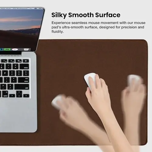 ALOANES Non-Slip Extended Mouse Pad Office&Home Desk Mat Stitched Edge | Brown Waterproof Fabric Mousepad for Keyboard, Computer Game 35.43