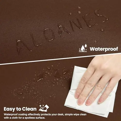 ALOANES Non-Slip Extended Mouse Pad Office&Home Desk Mat Stitched Edge | Brown Waterproof Fabric Mousepad for Keyboard, Computer Game 35.43