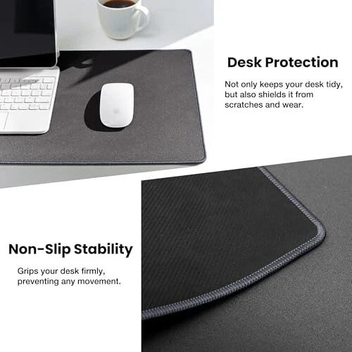 ALOANES Waterproof Mouse Pad with Durable Stitched Edge, XL Gaming Keyboard Pad, Non-Slip Rubber Base Mouse Mat, Desk pad for Gamer, Office & Home, Dark Gray Mousepad 31.5''x 11.8''x 0.12'' - 4