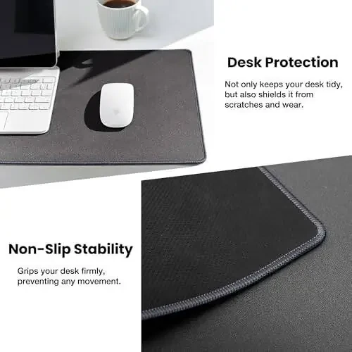 ALOANES Waterproof Mouse Pad with Durable Stitched Edge, XL Gaming Keyboard Pad, Non-Slip Rubber Base Mouse Mat, Desk pad for Gamer, Office & Home, Dark Gray Mousepad 31.5''x 11.8''x 0.12'' - 4