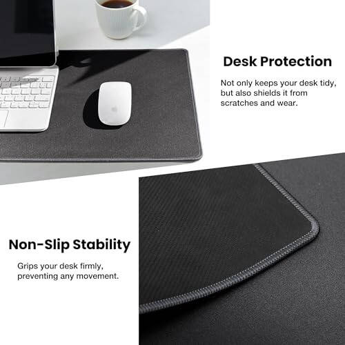 ALOANES Su Geçirmez Mouse Pad, Dayanıklı Dikişli Kenarlı, XL Oyun Klavye Pedi, Kaymaz Kauçuk Tabanlı Mouse Matı, Gamer, Ofis & Ev İçin Geniş Masa Pedi, Koyu Gri Mousepad 31.5X 11.8 inç - 4