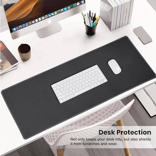 ALOANES Su Geçirmez Mouse Pad, Dayanıklı Dikişli Kenarlı, XL Oyun Klavye Pedi, Kaymaz Kauçuk Tabanlı Mouse Matı, Gamer, Ofis & Ev İçin Geniş Masa Pedi, Koyu Gri Mousepad 31.5X 11.8 inç - 5