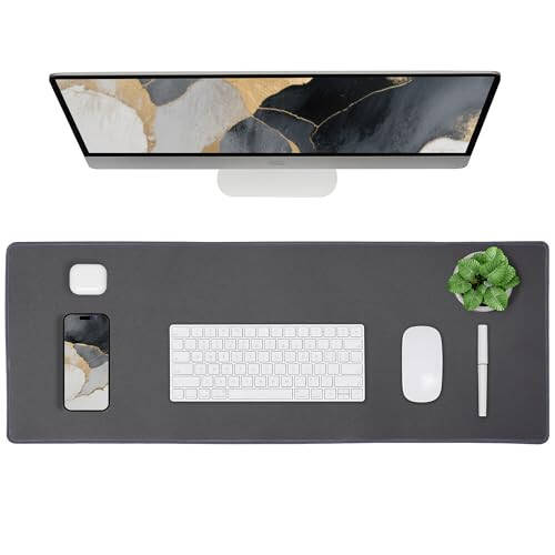 ALOANES Waterproof Mouse Pad with Durable Stitched Edge, XL Gaming Keyboard Pad, Non-Slip Rubber Base Mouse Mat, Desk pad for Gamer, Office & Home, Dark Gray Mousepad 31.5''x 11.8''x 0.12'' - 1