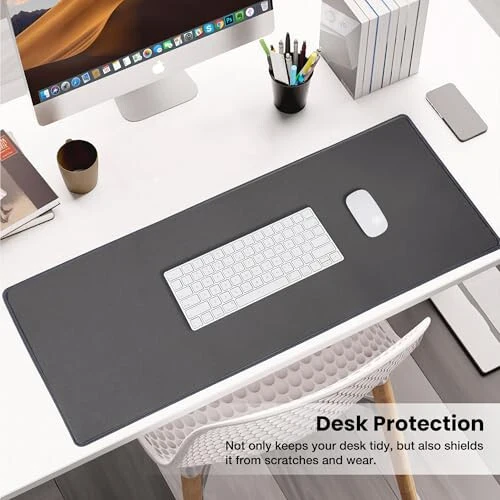 ALOANES Waterproof Mouse Pad with Durable Stitched Edge, XL Gaming Keyboard Pad, Non-Slip Rubber Base Mouse Mat, Desk pad for Gamer, Office & Home, Dark Gray Mousepad 31.5''x 11.8''x 0.12'' - 5