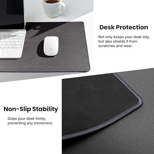 ALOANES Waterproof Mouse Pad with Durable Stitched Edge, XL Gaming Keyboard Pad, Non-Slip Rubber Base Mouse Mat, Desk pad for Gamer, Office & Home, Dark Gray Mousepad 31.5''x 11.8''x 0.12'' - 4