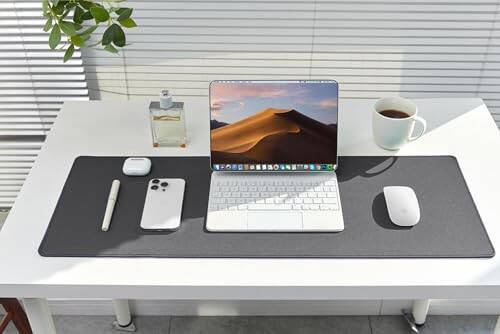 ALOANES Waterproof Mouse Pad with Durable Stitched Edge, XL Gaming Keyboard Pad, Non-Slip Rubber Base Mouse Mat, Desk pad for Gamer, Office & Home, Dark Gray Mousepad 31.5''x 11.8''x 0.12'' - 7