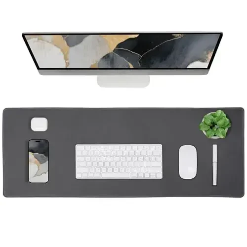 ALOANES Waterproof Mouse Pad with Durable Stitched Edge, XXXL gaming Keyboard Pad, Non-Slip Rubber Base Mouse Mat, Extended Desk pad for Gamer, Office & Home, Dark Gray Mousepad 35.4''x 15.7''x 0.12'' - 1