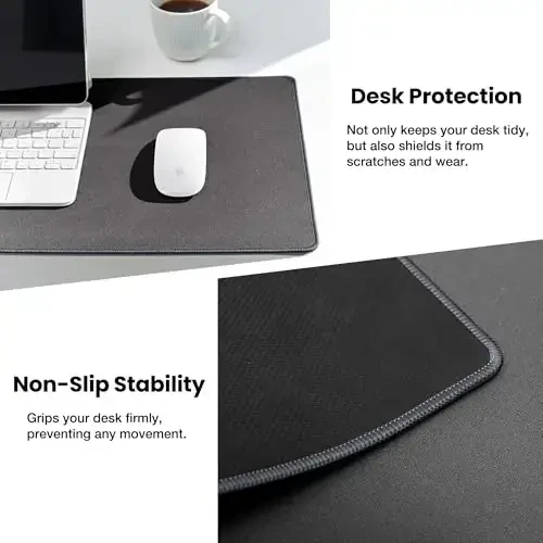 ALOANES Waterproof Mouse Pad with Durable Stitched Edge, XXXL gaming Keyboard Pad, Non-Slip Rubber Base Mouse Mat, Extended Desk pad for Gamer, Office & Home, Dark Gray Mousepad 35.4''x 15.7''x 0.12'' - 4