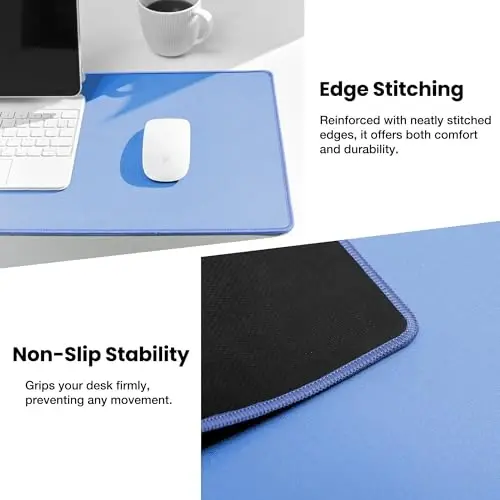 ALOANES Blue Waterproof Desk Mat, Large Mouse Pad with Extended Mouse Mat, with Anti Slip Base, Stitched Edge, Grain Jacquard Surface, Perfect for Gamer, Office& Home 3XL(35.43