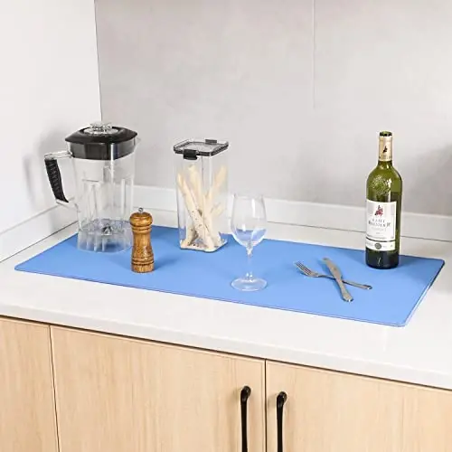 ALOANES Waterproof Mouse Pad, XXXL Gaming Keyboard Pad with Anti-Slip Base, Grain Jacquard Surface, Extend Desk pad for Gamer, Office & Home, Blue Mousepad 35.4''x 15.7''x 0.12'' - 7