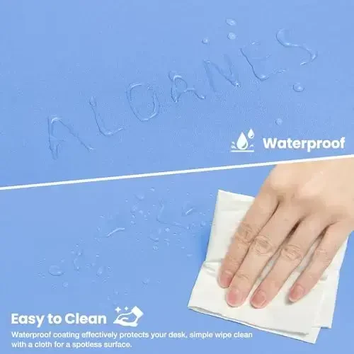 ALOANES Suv o'tkazmaydigan sichqoncha, katta o'yin klaviatura yostig'i, sirpanishga qarshi taglik, donli jakkard sirt, Gamer, ofis va uy uchun kengaytirilgan stol yostig'i, Moviy sichqoncha 27,6''x11,8''x0,12'' - 3