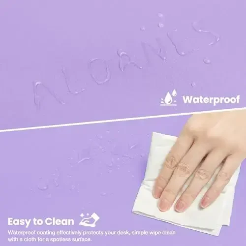 ALOANES водонепроницаемый коврик для мыши с прочной прошитой кромкой, XL игровой коврик для клавиатуры, нескользящий резиновый коврик для мыши, удлиненный настольный коврик для геймеров, офиса и дома, лавандовый коврик для мыши 80x30x0,3 см - 3