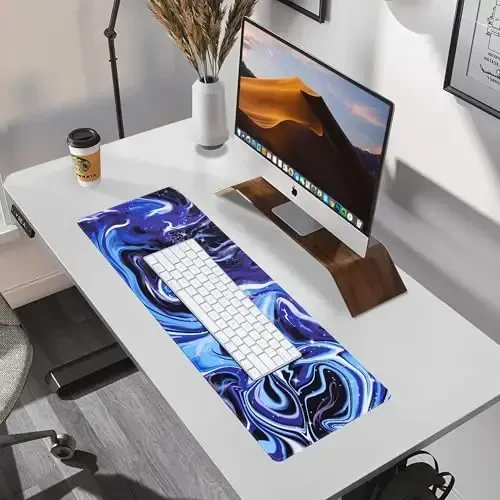 ALOANES Waterproof Mouse Pad with Durable Stitched Edge, Large Gaming Keyboard Pad, Non-Slip Rubber Base, Extended Desk pad for Gamer, Office & Home, Fluid Mousepad 31.5''x 11.8''x 0.12'' - 6