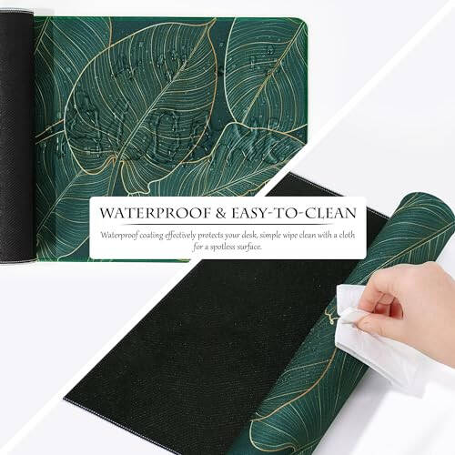 ALOANES Waterproof Mouse Pad with Durable Stitched Edge, Large Gaming Keyboard Pad, Non-Slip Rubber Base, Extended Desk pad for Gamer, Office & Home, Green Leaves Mousepad 27.6X 11.8 in - 2