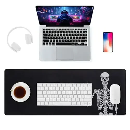ALOANES Waterproof Mouse Pad with Durable Stitched Edge, Large Gaming Keyboard Pad, Non-Slip Rubber Base, Extended Desk pad for Gamer, Office & Home, Right Skeleton Mousepad 27.6''x 11.8''x 0.12'' - 1