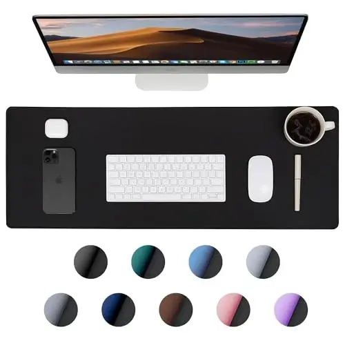 ALOANES Waterproof Mouse Pad with Durable Stitched Edge, Large Gaming Keyboard Pad, Non-Slip Rubber Base Mouse Mat, Extended Desk pad for Gamer, Office & Home, Black Mousepad 31.5''x 15.7''x 0.12'' - 1