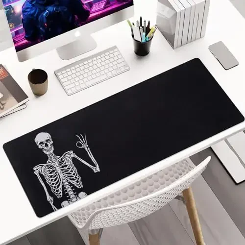 ALOANES Waterproof Mouse Pad with Durable Stitched Edge, XL Gaming Keyboard Pad, Non-Slip Rubber Base, Extended Desk pad for Gamer, Office & Home, Left Skeleton Mousepad 31.5''x 11.8''x 0.12'' - 6