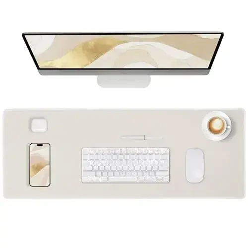 ALOANES Waterproof Mouse Pad with Durable Stitched Edge, XL Gaming Keyboard Pad, Non-Slip Rubber Base Mouse Mat, Extended Desk pad for Gamer, Office & Home, Beige Mousepad 27.6''x 11.8''x 0.12'' - 1