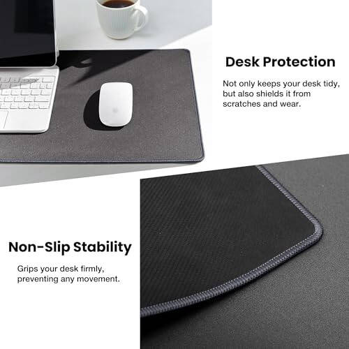 ALOANES Waterproof Mouse Pad with Durable Stitched Edge, XL gaming Keyboard Pad, Non-Slip Rubber Base Mouse Mat, Extended Desk pad for Gamer, Office & Home, Dark Gray Mousepad 31.5X 11.8 in - 4