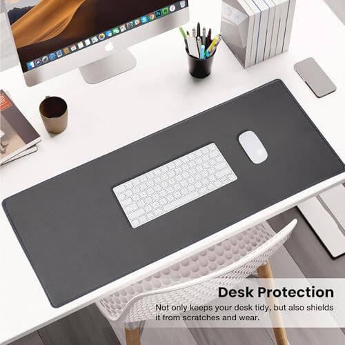 ALOANES Waterproof Mouse Pad with Durable Stitched Edge, XL gaming Keyboard Pad, Non-Slip Rubber Base Mouse Mat, Extended Desk pad for Gamer, Office & Home, Dark Gray Mousepad 31.5X 11.8 in - 5