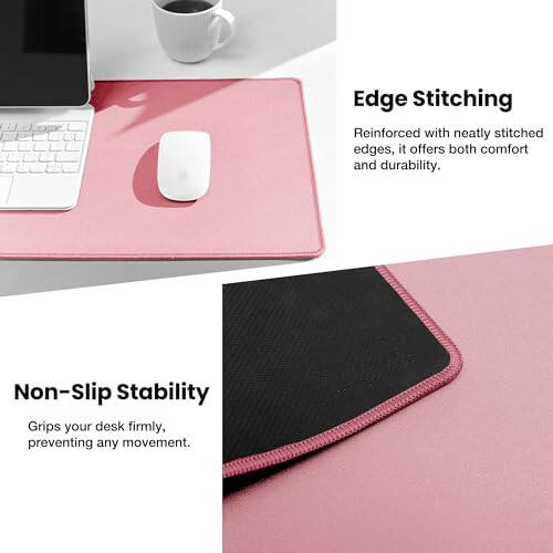 ALOANES Waterproof Mouse Pad with Durable Stitched Edge, XL gaming Keyboard Pad, Non-Slip Rubber Base Mouse Mat, Extended Desk pad for Gamer, Office & Home, Dark Rose Mousepad 31.5X 11.8 in - 4