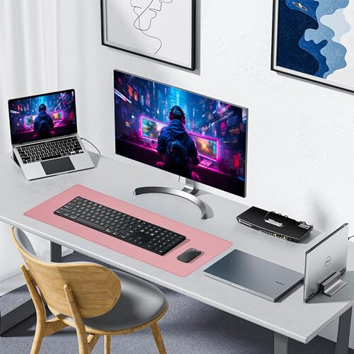 ALOANES Waterproof Mouse Pad with Durable Stitched Edge, XL gaming Keyboard Pad, Non-Slip Rubber Base Mouse Mat, Extended Desk pad for Gamer, Office & Home, Dark Rose Mousepad 31.5X 11.8 in - 6