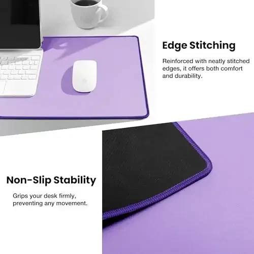 ALOANES Waterproof Mouse Pad with Durable Stitched Edge, XL Gaming Keyboard Pad, Non-Slip Rubber Base Mouse Mat, Extended Desk pad for Gamer, Office & Home, Lavender Mousepad 31.5''x 11.8''x 0.12'' - 4