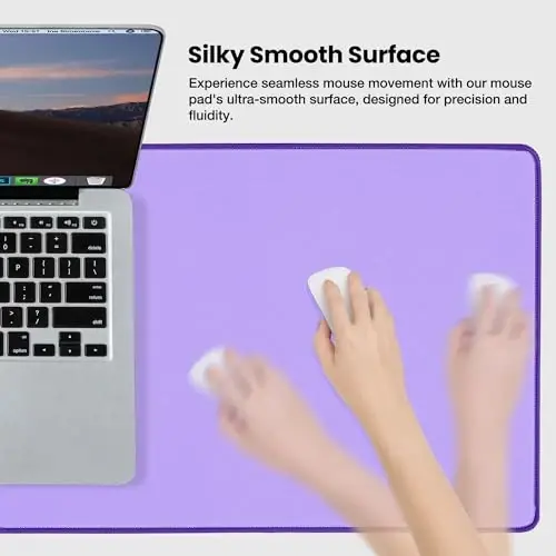 ALOANES Waterproof Mouse Pad with Durable Stitched Edge, XL Gaming Keyboard Pad, Non-Slip Rubber Base Mouse Mat, Extended Desk pad for Gamer, Office & Home, Lavender Mousepad 31.5''x 11.8''x 0.12'' - MODAZONE (1)